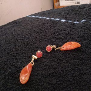Carnelian orange twisp earrings with simulated gemstones